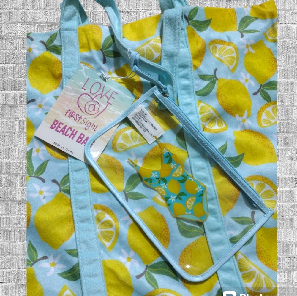 Nwt Lemons Extra Large Beach Bag - Picture 3 of 5